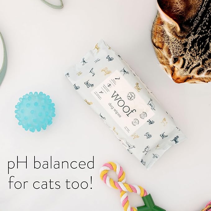 Woof Dog Wipes - Pet Wipes for Dogs with Manuka Honey, Gentle for Body,Eyes,Ears & Paws - 80 Counts-26.5 oz