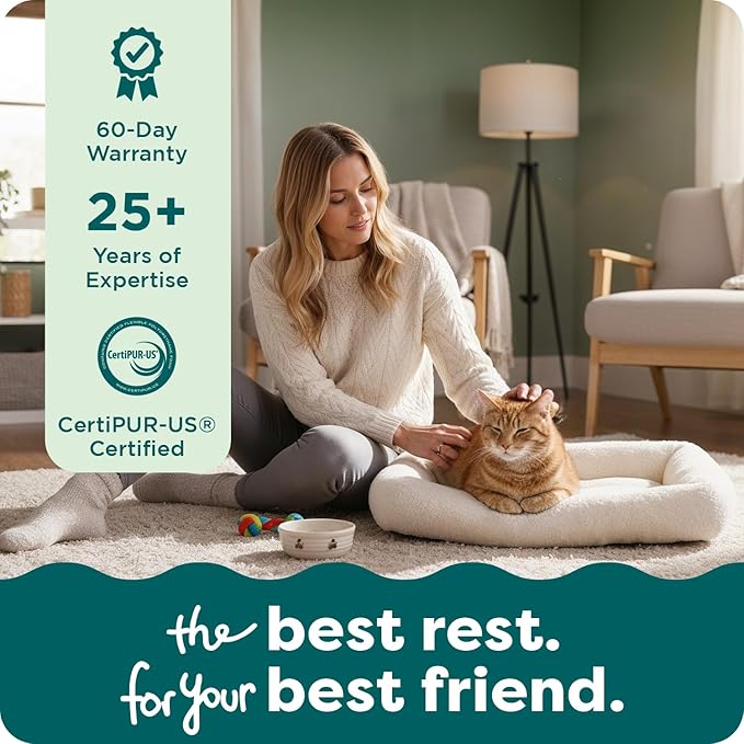 FurHaven Dog Bed for Extra Small Dogs & Cats, Bolster Crate Pad with Soft Supportive Base for Carriers & Kennels, Machine Washable, Extra Small, Sherpa Fleece, Cream