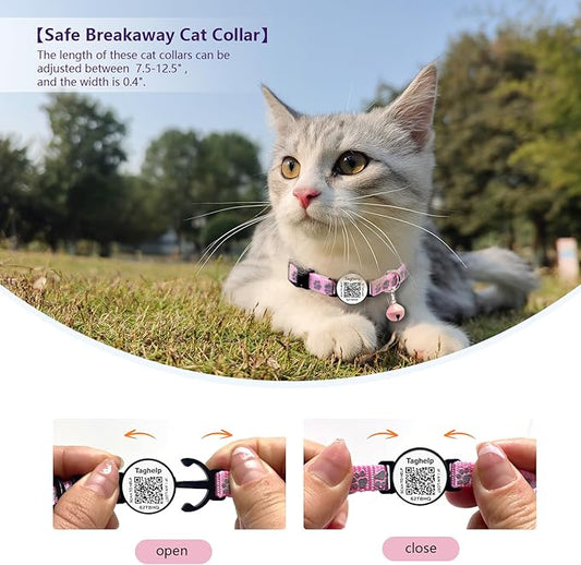 Christmas 2 Pack, Never Lose Your Cat's Info Again | Breakaway Collar with Scan-to-Contact QR Code Plate | Reflective, Bell & Fully Adjustable, 2-Pack Value (Red & Green)