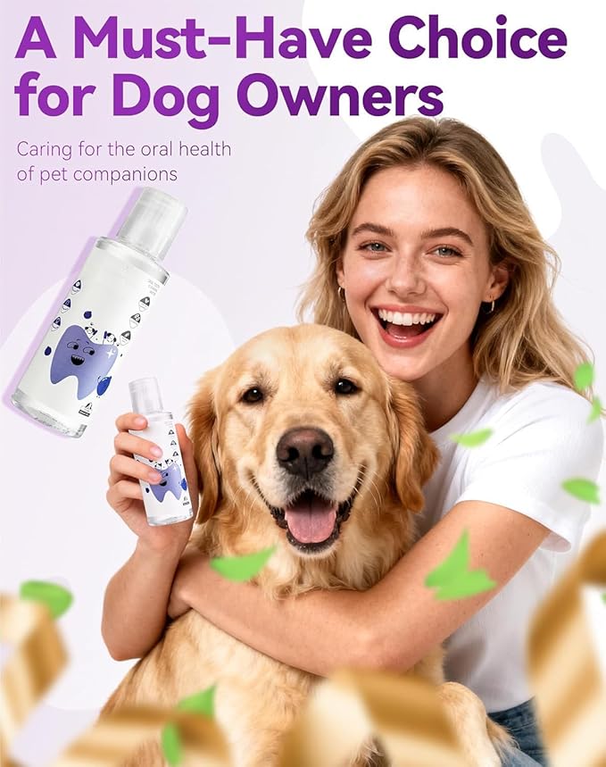 Dental Water Additive, Specialized Dental Care Formula,Natural Flavorless Teeth Cleaning Mouthwash, Freshens Dog Breath & Promotes Healthy Gums, Easy Daily Use for All Pet 200ml/6.76fl.oz(1pcs)