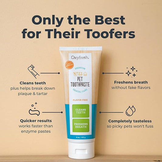 Oxyfresh Premium Cat & Dog Toothpaste - Best Teeth Cleaning Gel Helps Fight Plaque, Tartar and Extreme Bad Cat & Dog Bad Breath - Vet Approved Pet Dental Care Toothpaste - 4oz
