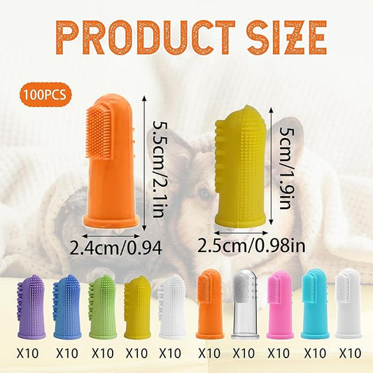 100 Pcs Dog Toothbrush Soft Finger Brushes Pet Finger Toothbrush Easy Teeth Cleaning Dog Tooth Brush Oral Care Pet Dental Brush Cleaning for Small Cats and Puppy Dental Care (2 styles, Multicolor)