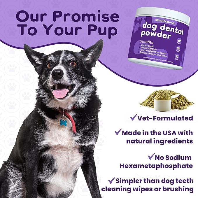 Dental Powder for Dogs Teeth – Dog Dental Powder for Teeth Cleaning – All Natural Bad Dog Breath Treatment with Probiotics for Fresh Breath & Oral Health – Chicken Flavored, 60 Scoop Supply