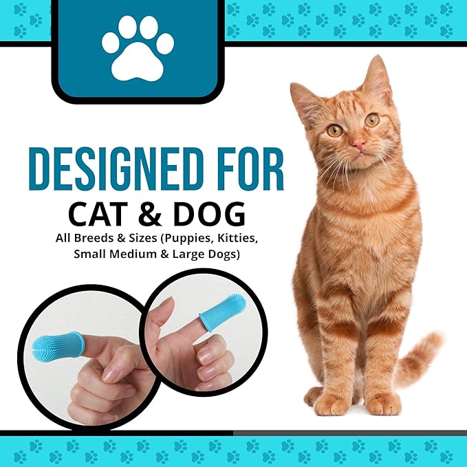 Dog Finger Toothbrush – Soft Silicone Finger Brush for Dogs & Puppies – Gentle Dental Care for Pets – Easy-to-Use Dog Toothbrush for Small, Medium & Large Breeds (Blue)