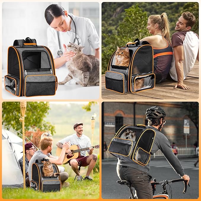 Discala Cat Backpack Carrier for Medium Small Dog Cat up to 20lbs, Pet Carrier Backpack, Ventilated Mesh Soft Sided Dog Backpack Carrier for Travel, Hiking, Outdoor Use - Grey