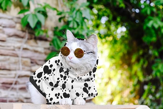 Cute Dalmatian Dog Costume, Dalmatians Print Hoodie Puppy Winter Halloween Cosplay Clothes Sweaters Outfits Pullover Pets' Sweatshirt Hoodies with Pocket for Small Dog XXS