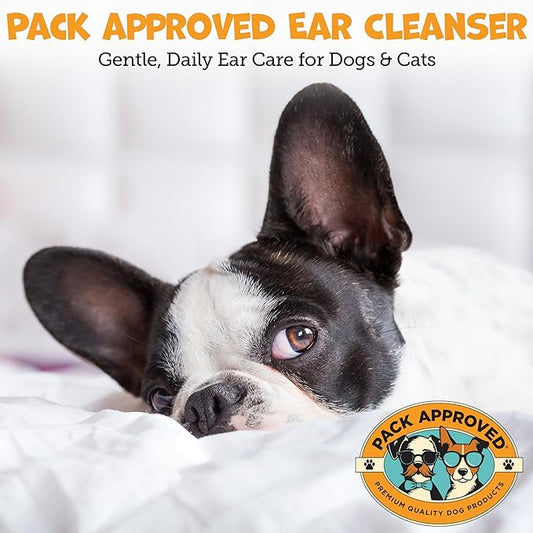 Cat & Dog Ear Cleaning Solution - Helps Remove Wax, Debris, and Dirt - Non-Stinging, Non-Burning Daily Use Formula - Cat & Dog Ear Wash for Itchy Ears - Sweet Pea & Vanilla Scent (8oz)
