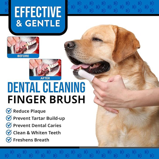 Dog Finger Toothbrush – Soft Silicone Finger Brush for Dogs & Puppies – Gentle Dental Care for Pets – Easy-to-Use Dog Toothbrush for Small, Medium & Large Breeds (White)