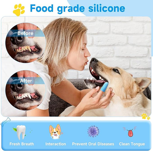 Dog Toothbrush,4-Pack Dog Tooth Brushing Kit,pet Toothbrush, Dog Finger Toothbrush for Dogs,Dog Teeth Cleaning,Combine with Dog Toothpaste for More Thorough Cleaning