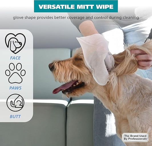 Wahl Refresh Cleaning Mitt Dog Wipes for Ick-Free Cleaning of Dog Paws, Face, Ears and Butt - Coconut Lime Verbena Scent – 24 ct - Model 3027121