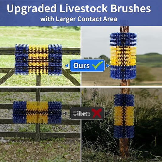 Livestock Scratching Brush, 4PCS Upgraded Cattle Scratcher with 24 Screws, Horse Brush for Grooming, Relieve Itching on the Back of Livestock, Cattle Supplies for Horse, Goat, Cow, Pig (XL Size)