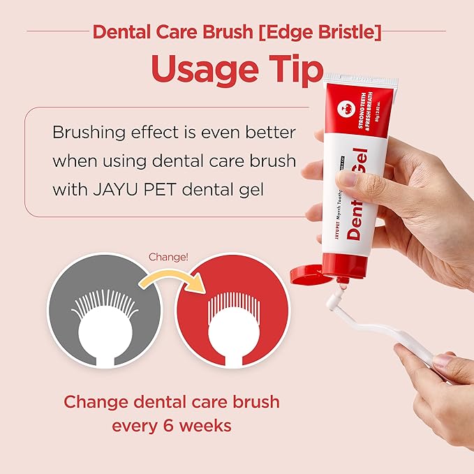 JAYU PET Dental Care Brush (Edge Bristles) 3ea - Micro Round Head Dog Toothbrush, Cat Toothbrush, Dental Care, Perfect for Kitten & Small Breed with End-tuft Diagonal-Shaped Bristle & Easy Grip Handle