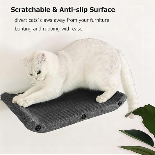 Wall Mounted Cat Shelves and Perches,Scratcher Cat Beds & Furniture for Indoor Cats, Soft PET Felt Feline Climbing Wall Set, Modern Jungle Gym System for Lounging and Sleeping(Set of 4-Grey)