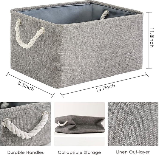 TheWarmHome Large Storage Bins- Storage Baskets for Organizing Shelves, Basket Organizer for Closet Bookshelf Dog Toy Nursery Clothes Laundry Home Organization, Fabric Storage Cubes W/Handles