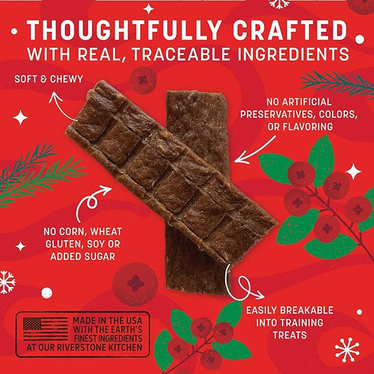 Earth Animal Wisdom Air Dried Jerky - Seasonal Holiday Feast Premium Natural Jerky Strips Dog Treats - 3 Pack 4 oz Bag