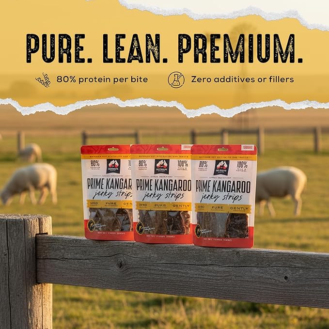 | Prime Kangaroo Dog Treats Jerky Strips | Single Ingredient Air Dried Natural Dog Treats (7.05 oz)