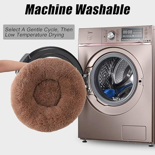 Small Dog Bed, Cat Beds for Indoor Cats, Calming Anti-Anxiety Donut Bed for Puppy and Kitten, Washable Round Fluffy Pet Bed for Small Dogs and Cats(Fits up to 15 lbs Pets)