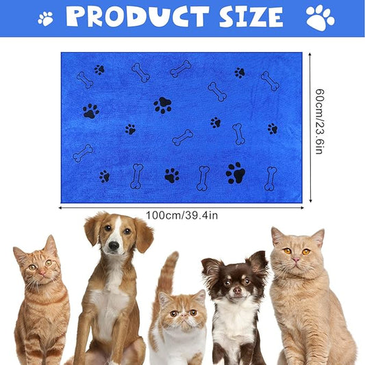 Chumia 4 Pcs Dog Towels for Drying Dog Puppy Bulk Microfiber Absorbent Paw Towel Pet Bathing Supplies Quick Drying for Medium Cats Pets Shower(24 x 40 Inch,Dark Blue)