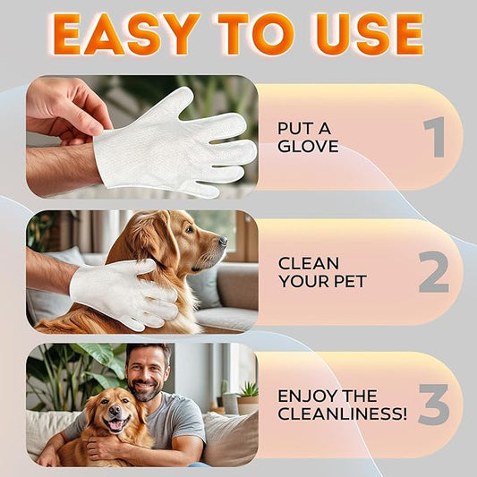 2026 New – Pet Cleaning Glove Wipes for Dogs & Cats – Wet Deodorizing Grooming Gloves for Paws, Body, Ears, Face & Coat – Hypoallergenic Hydrating Lavender Scent – Daily Care & Travel Use – 18 Count