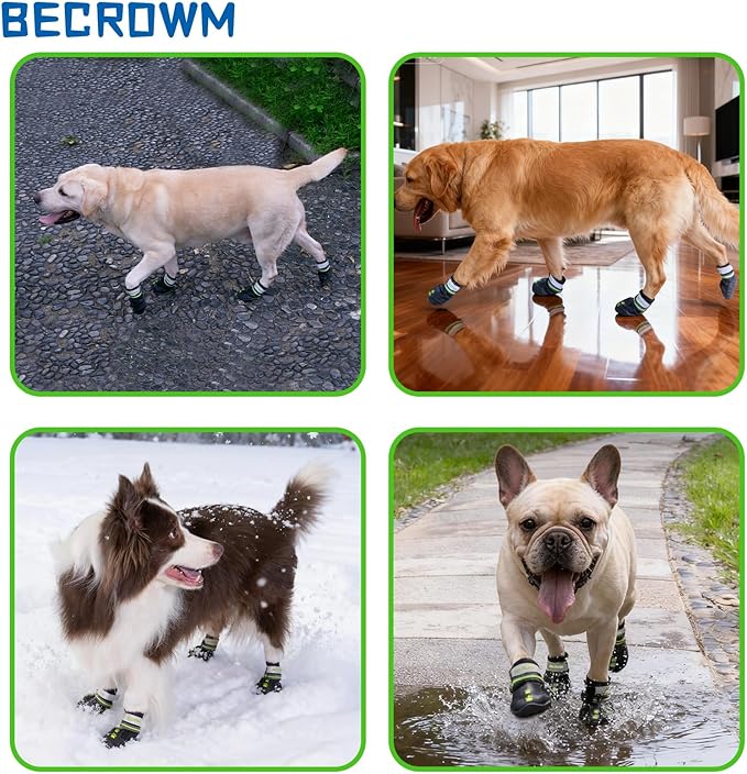 Dog Shoes&Dog Boots for Small,Medium,Large Dogs,Waterproof Non-Slip Shoes for Winter&Hiking,Adjustable Paw Protection, for Dogs(#2(width1.96inch) for 22-28 lbs)