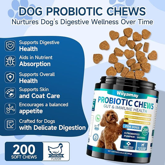 Cat Allergy Relief Chews & Dog Probiotic Bundle, 500 Crunchy & Creamy Anti-Itch Chews for Cats + 200 Soft Probiotic Treats for Dogs | Supports Itchy Skin, Immunity & Digestive Health, Chicken Flavor
