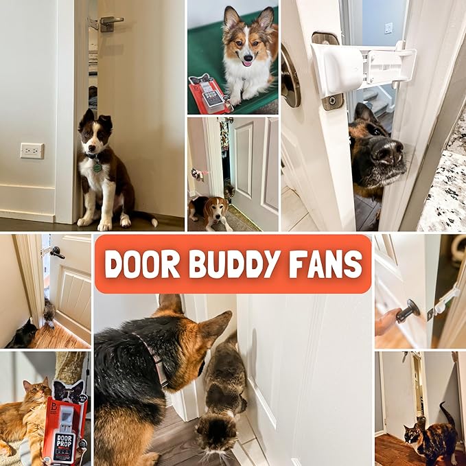 Door Buddy Door Prop for Cats - Easiest Cat Door Latch Holder to Keep Interior Door Open for Pets - Dog Proof Cat Feeding Station & Litter Box - Strong & Portable Door Stopper & Pet Gate Alternative