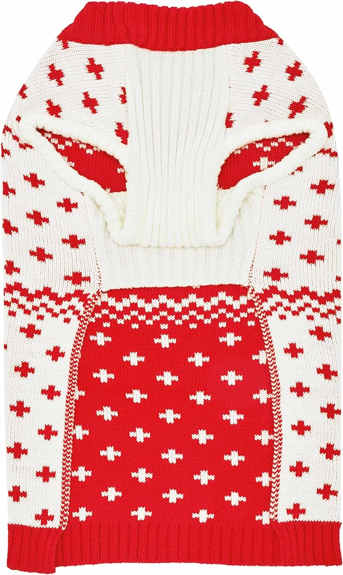 Blueberry Pet Dog Sweater, Christmas Sweater for Dogs, Festive Red Dog Clothes, Holiday Sweater Vest, Dog Christmas Sweater, 22" Back, for Large Dogs, Matching Family Outfit, Durable & Cozy