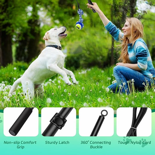 Flirt Pole for Dogs, Interactive Toys Tug-of-war for Pet, Durable Teaser Wand, Chase Toys with Rope Chewing Sticks, for Outdoor Exercise & Training