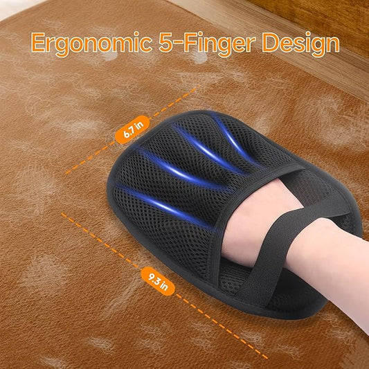 2-in-1 Pet Grooming Glove & Fabric Hair Remover - Reusabie, Silicone Massage Bristles,Static Adhesion for Quiuck Shedding Control,Safe for Dogs & Cats(Big)