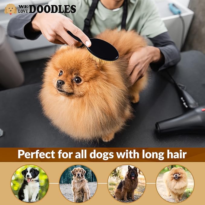 We Love Doodles Dog Eye Wipes & Pin Brush Bundle - Pre-Soaked Eye Wipes for Dogs, Tear Stain Remover for Dogs, Pet Eye Wipes,Pet Grooming Detangler Pin Dog Brush, Dog Brush for Shedding & Loose Fur