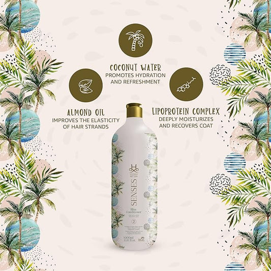 Hydra Senses Bliss Conditioner for Dogs and Cats, Coconut Water and Almond Oil Cat and Dog Conditioner, Moisturizes and Repairs Damaged Coats