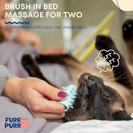 Furr&Purr Cat Brush Set for Indoor Cats - Grooming Tools: Face Scratcher, Calming Massager, and Scratching Pad (2-Pack, Made in the USA)