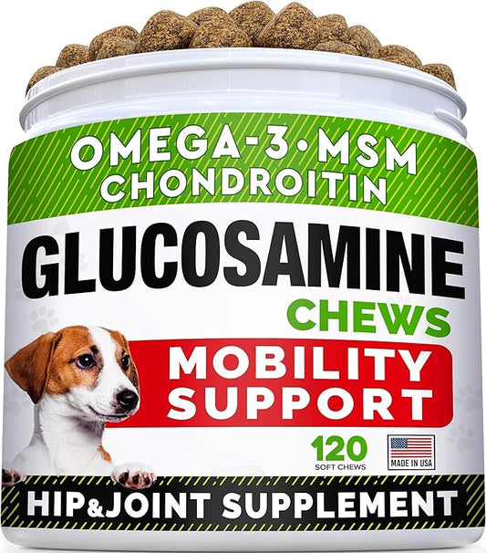 Glucosamine Treats for Dogs + Dog Probiotics Treats for Picky Eaters Bundle - Joint Supplement w/Omega-3 Fish Oil, Chondroitin, MSM and Digestive Support, Allergy, Gas and Constipation Relief