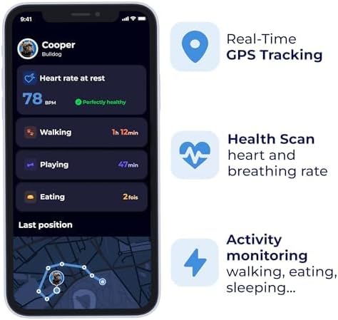Invoxia Minitailz - Health & GPS Tracker for Dogs #1 - Cardiac and Respiratory Scan - Real-time Location - Activity and Well-Being Analysis - Compact, Lightweight, and Easy to Install