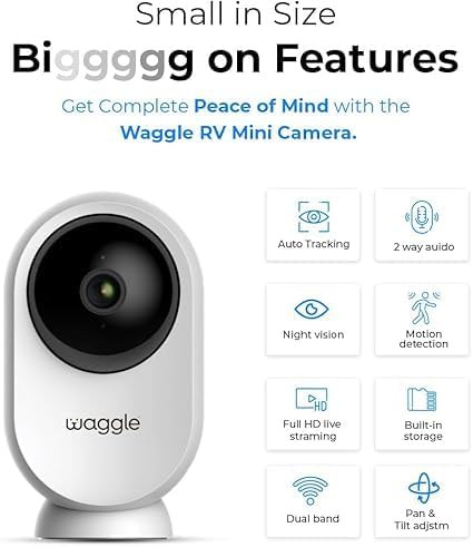 Waggle RV/Dog Temperature Monitor (GPS) & Pet Camera Bundle for RVs - Portable WiFi Cam (128GB) with Motion Alert & Remote Access | Watch Pets While Travelling