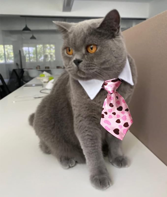 4 Pieces Pets Dog Cat Bowtie Pet Costume Adjustable Formal Necktie Collar for Cats Small Dogs Puppy Grooming Accessories (red/Heart)