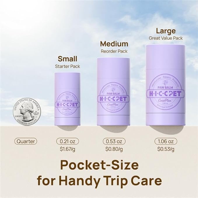 HICC PET Dog Paw Balm 0.21 oz Travel Pack for Dogs & Cats, All-Natural Paw Balm Dogs Lick Safe, Moisturizing and Healing Dry Cracked Paws, Improves Rough Paws Relieves Odor, Horse Hoof, Joint Care