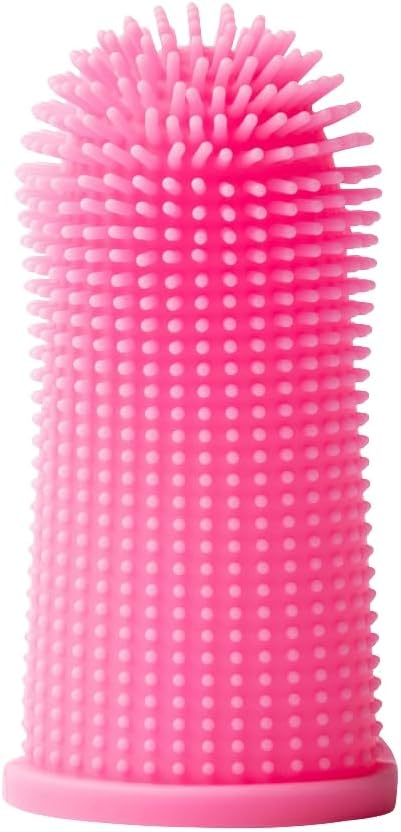 Dog Finger Toothbrush – Soft Silicone Finger Brush for Dogs & Puppies – Gentle Dental Care for Pets – Easy-to-Use Dog Toothbrush for Small, Medium & Large Breeds (Pink)
