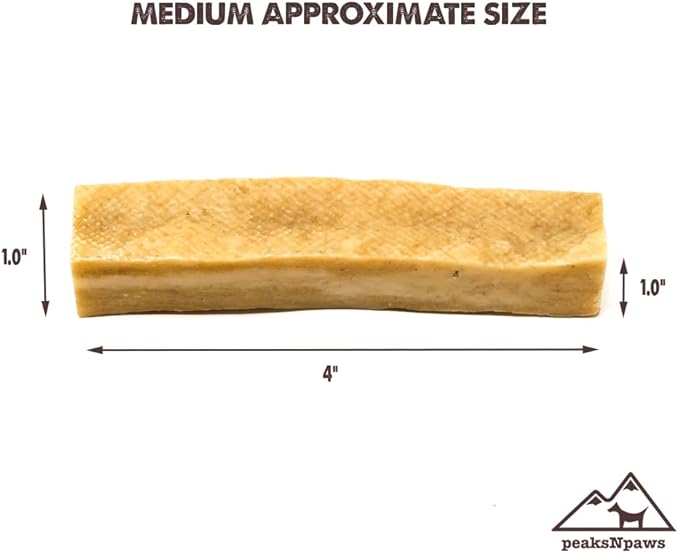 peaksNpaws Himalayan Dog Chews, High Protein Yak Cheese, Lactose Free, Natural Dog Treat, Long Lasting Chew Stick for Aggressive Chewers Under 35 lbs, 3 Medium Sticks, 100% Eco-Friendly Packaging