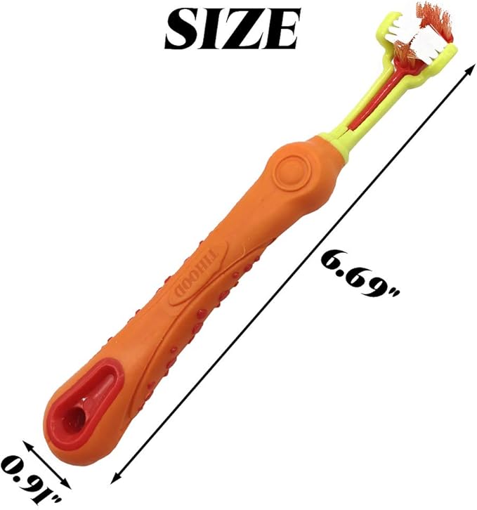 TIHOOD Three Sided Pet Toothbrush Dog Brush Addition Bad Breath Tartar Teeth Care Dog Cat Cleaning Mouth (Blue,Orange,purplr and White)