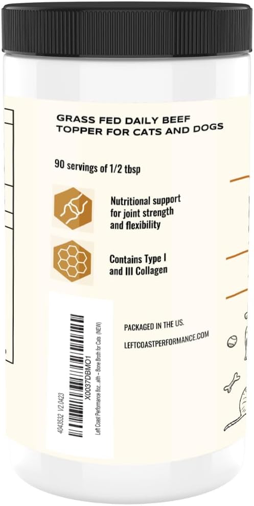 8oz Beef Bone Broth Powder for Dogs and Cats - Human Grade Grass-Fed for Picky Eaters - Supports Joints and Gut Health - Single Ingredient Dog Food Topper for Dry Food