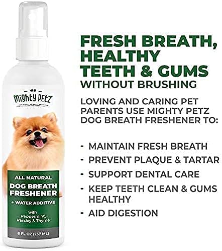 2-in-1 Dog Breath Freshener Spray & Water Additive - 8 oz Large - Natural Ingredients Dog Dental Care That Helps Avoid Bad Breath, Plaque, Tartar. Dog Teeth Cleaning, Fresh Breath with No Brushing