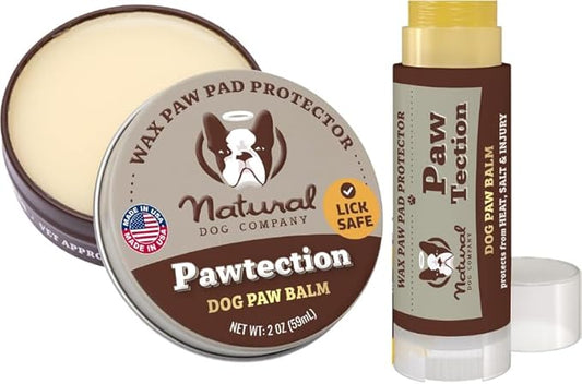Natural Dog Company Pawtection Bundle with (1) 2 oz. Tin and (1) Travel Size Stick Healing Balm for Dogs