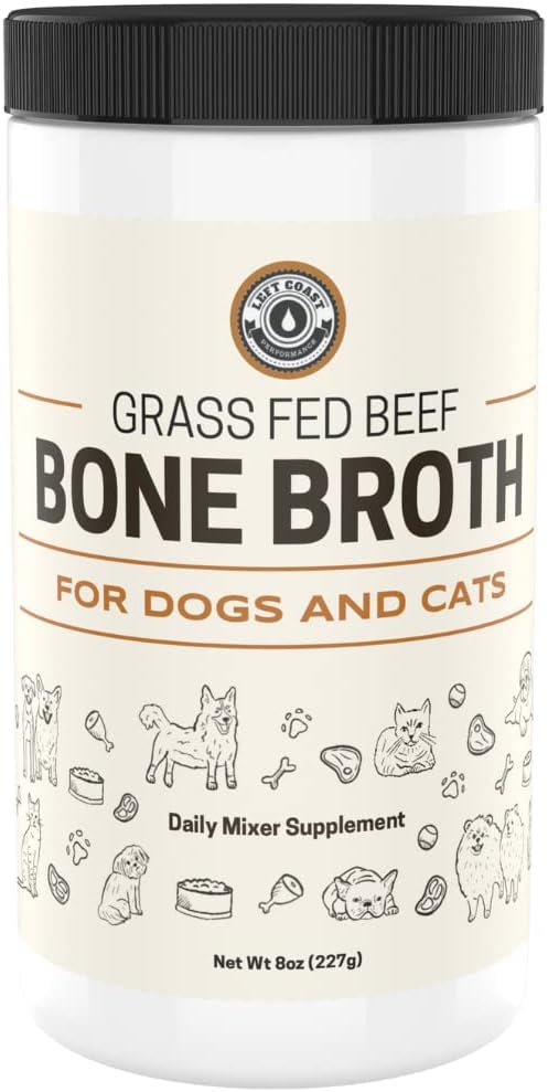 8oz Beef Bone Broth Powder for Dogs and Cats - Human Grade Grass-Fed for Picky Eaters - Supports Joints and Gut Health - Single Ingredient Dog Food Topper for Dry Food