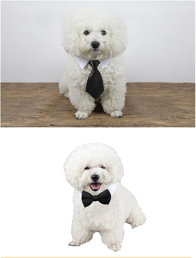 8 Pieces Pets Dog Cat Bowtie Pet Sunglasses Pet Costume Adjustable Formal Necktie Collar for Cats Small Dogs Puppy Grooming Accessories (Black/red + Glasses)