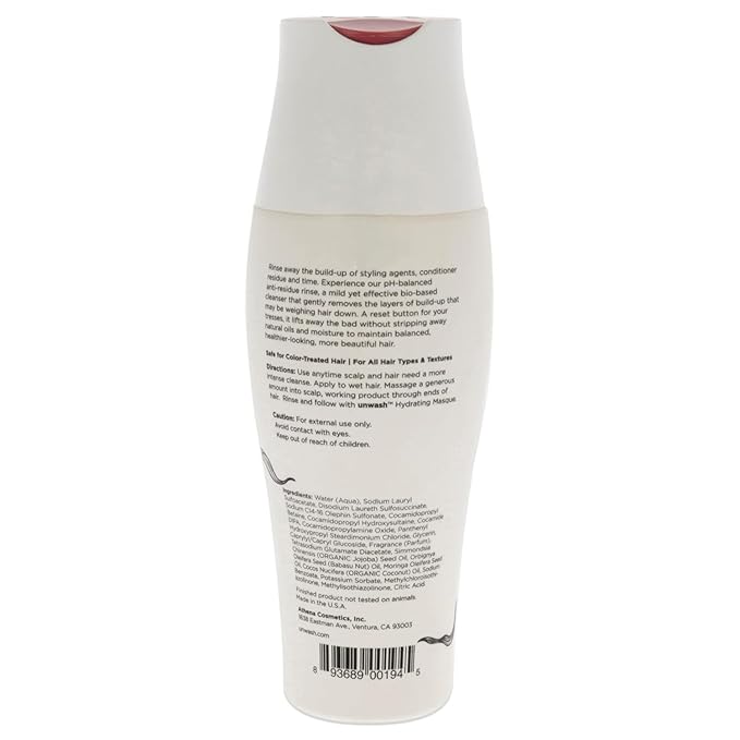 Unwash Anti Residue Hair Cleanser: Gentle pH Balanced Clarifying Shampoo, Removes Build-up, Moisture Balancing, Hair Detox