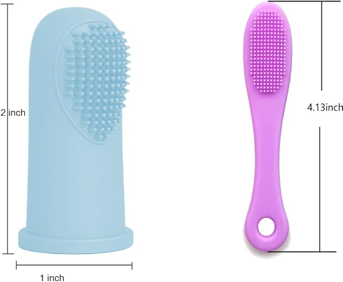 Dog Toothbrush Finger Toothbrush Set (4 Pack, with Dog Eye tears Black Chin Cleaning Tool) , Silicone Toothbrush，Soft bristles, Easy to Clean Teeth, Suitable for Dogs, Cats and Pets to use