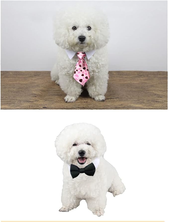 4 Pieces Pets Dog Cat Bowtie Pet Costume Adjustable Formal Necktie Collar for Cats Small Dogs Puppy Grooming Accessories (red/Heart)