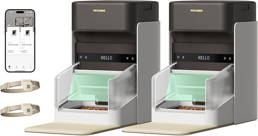 PETLIBRO RFID Multiple Cats Feeder 2 Packs, Tag Activated Exclusive Meals, 5G&2.4G Wi-Fi Auto Food Dispenser for Pets with Different Diets and Stop Food Stealing