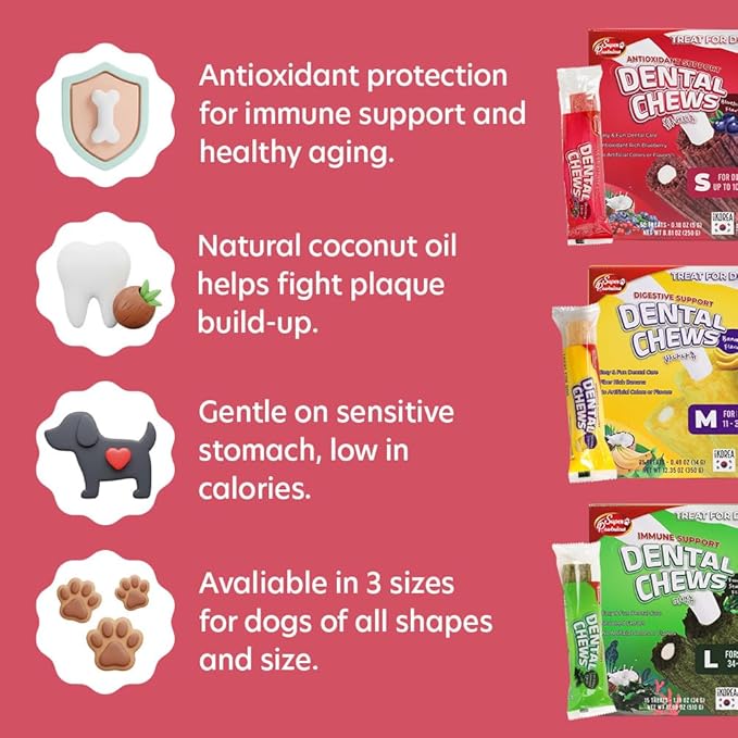 SuperPaw Dental Chews for Dogs - Healthy Dog Dental Treats for Teeth and Gums, Natural Chew Toy Alternative, Teeth & Gum Cleaning - Large, Blueberry, Pack of 1